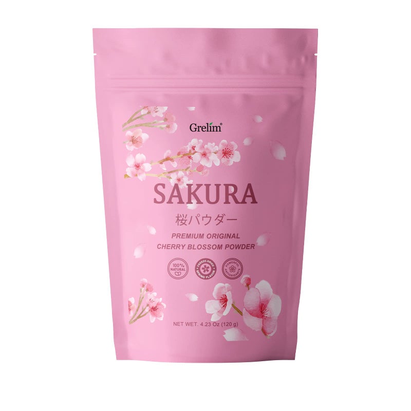 GRELIM Sakura Powder Premium Original Cherry Blossom Powder for Baking,Made in Kanagawa Great for Springtime Beverage, 4.23 Oz - Image 1